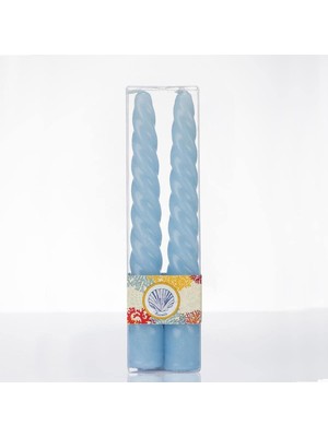 2'li Mavi Şamdan Mum Seti