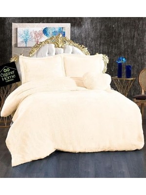 Peluş Nevresim Takımı, Yumuşak Peluş Kumaş ve Konforlu Kışlık Yatak Odası Takımı – (Krem Rengi)