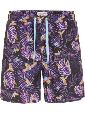 ROUTEFIELD Desenli Siyah Erkek Şort Mayo