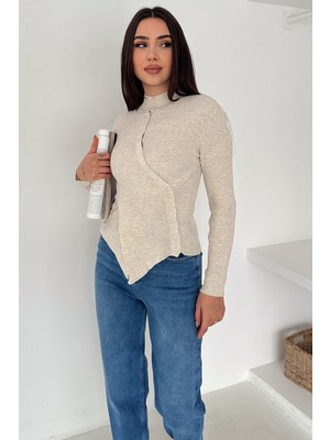 Noa Noa Kadın Asimetrik Düğme Detaylı Bluz – Diagonal Soft