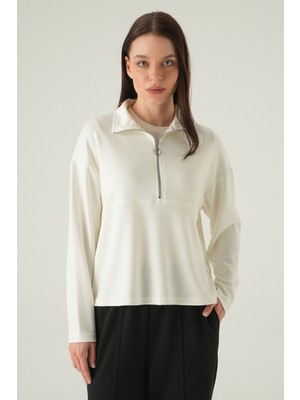 Rays 8249A Yarım Fermuarlı Sweat Ekru