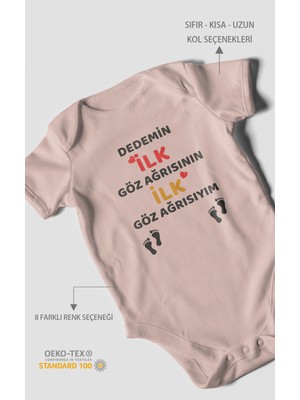 Morivo Kids Dedemin Ilk Göz Ağrısıyım Baskılı Bebek Zıbını – Çıtçıtlı Body | %100 Pamuk Kısa Kol