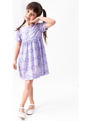 Buufuu Kız Çocuk Yazlık Kısa Kol Baskılı Elbise