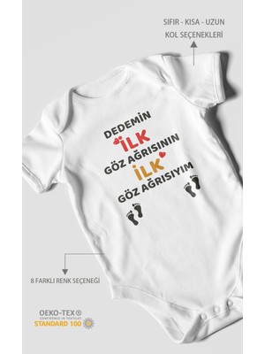 Morivo Kids Dedemin Ilk Göz Ağrısıyım Baskılı Bebek Zıbını – Çıtçıtlı Body | %100 Pamuk Kısa Kol