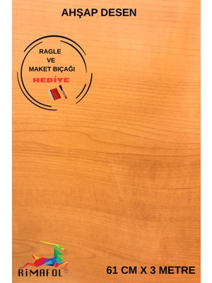 Rimafol Rimafol Kendinden Yapışkanlı Ahşap Görünümlü Mutfak Duvar Dolap Kaplama Folyosu 61CMX3METRE