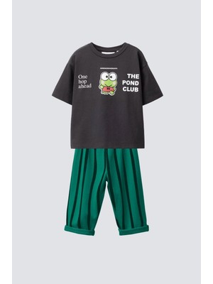 Monila Erkek Çocuk Baskılı Pamuklu Jogger Pantolonlu Altüst Takım