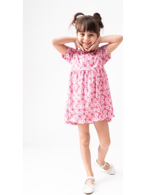 Buufuu Kız Çocuk Yazlık Kısa Kol Baskılı Elbise
