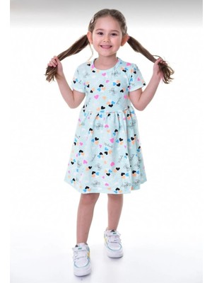 Buufuu Kız Çocuk Yazlık Kısa Kol Baskılı Elbise