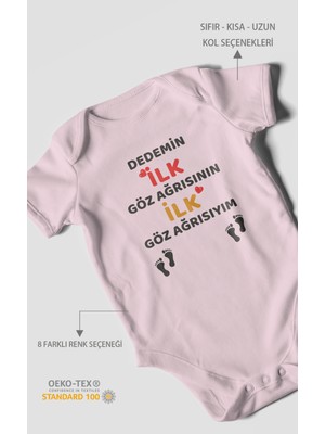 Morivo Kids Dedemin Ilk Göz Ağrısıyım Baskılı Bebek Zıbını – Çıtçıtlı Body | %100 Pamuk Kısa Kol