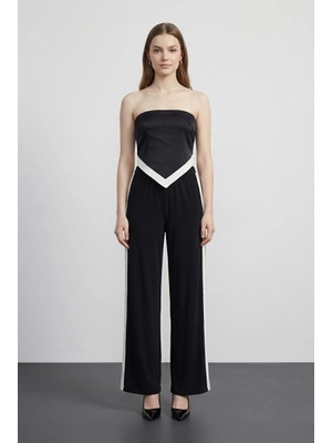 Quzu Kontrast Detaylı Pantolon Siyah