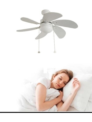 60 Watt, 6 Kanatlı, 30 Inç, Kumandasız Tavan Vantilatörü,  E27 Duylu Avize Tipi Tavan Vantilatörü