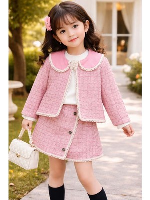 Gültekin Bebe Mixlife Yaka ve Ceketi Dantelli Şort Etekli 3 Lü Takım 6-24 AYLIK-6234370 - Pembe
