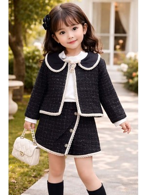 Gültekin Bebe Mixlife Yaka ve Ceketi Dantelli Şort Etekli 3 Lü Takım 6-24 AYLIK-6234370 - Siyah