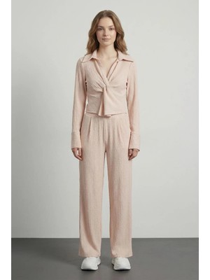 Quzu Pile Detaylı Pantolon Bej