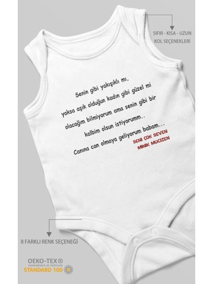 Morivo Kids Canına Can Olmaya Geliyorum Canım Babam Baskılı Bebek Zıbını – Çıtçıtlı Body | %100 Pamuk Sıfır Kol