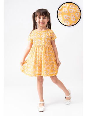 Buufuu Kız Çocuk Yazlık Kısa Kol Baskılı Elbise