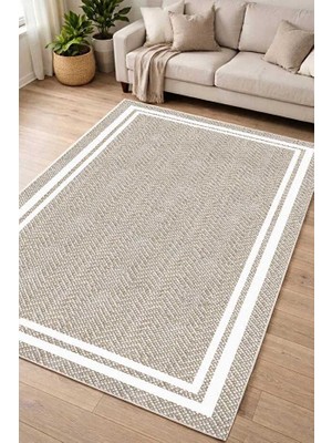 Qatalina Makinede Yıkanabilir Kaymaz Taban Leke Tutmaz Dijital Mutfak Halısı Salon Halısı ve Yolluk - Bej Kare