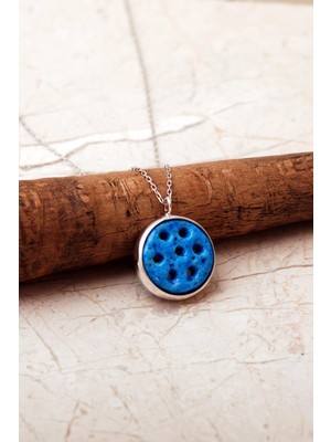 Sümer Telkari Süryani Nazar Boncuğu Rodyumlu Gümüş Kolye 7942