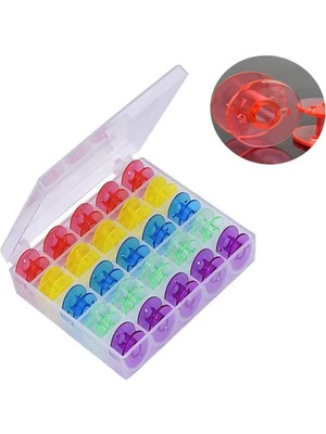 İfaş Tekstil Makina Ev Tipi Aile Dikiş Makinesi Plastik Renkli Geniş Kutulu Masura Kutuda 25 Adet HM2518M