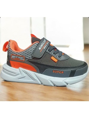 Minicup Kids Ultra Hafif Anatomik Taban Günlük Esnek Erkek Spor Ayakkabı Füme Turuncu