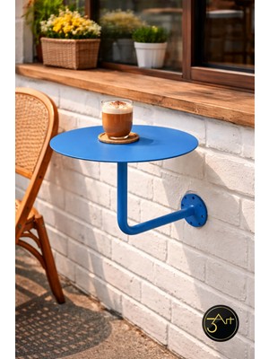 3art Metal Dekorasyon Duvara Monte Balkon Masası – Modern Yuvarlak Kafe Masası, Dış Mekan Duvar Tipi Masa