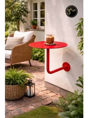 3art Metal Dekorasyon Duvara Monte Balkon Masası – Modern Yuvarlak Kafe Masası, Dış Mekan Duvar Tipi Masa