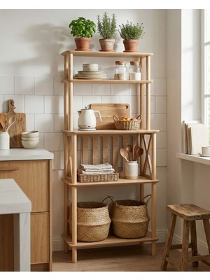 Cmd Wood COFANO Kahve & Fırın Köşesi 5 Raflı – Mdf'lam Mutfak Organizeri - Mikrodalga, Standı