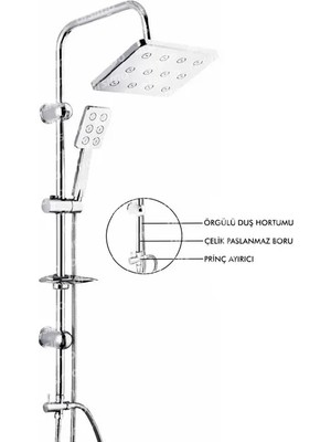 Najmaddin Robot Duş Seti Krom Dikdörtgen Çok Fonksiyonlu Yağmur Robot Duş Sistemi