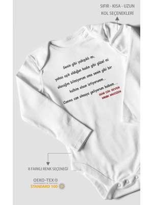 Morivo Kids Canına Can Olmaya Geliyorum Canım Babam Baskılı Bebek Zıbını – Çıtçıtlı Body | %100 Pamuk Uzun Kol