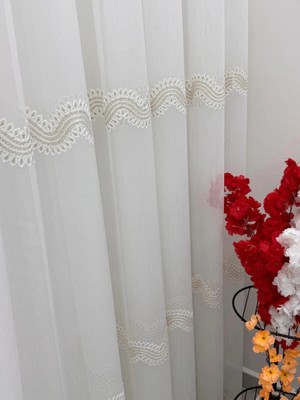 Nivemes Home Nivemeshome Perlina Gold Detay 1/2,5  Pileli Tül Perde Apm