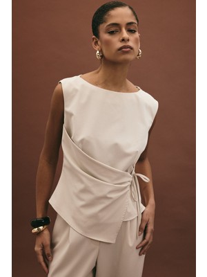 Sateen Lena Bluz - Taş