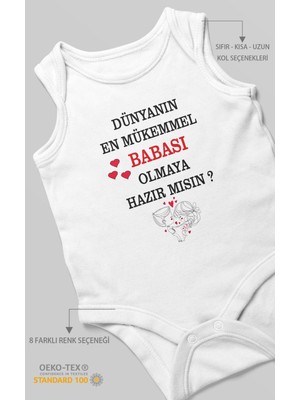 Morivo Kids Dünyanın En Mükemmel Babası Olmaya Hazır Mısın? Baskılı Bebek Zıbını – | %100 Pamuk Sıfır Kol