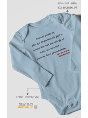 Morivo Kids Canına Can Olmaya Geliyorum Canım Babam Baskılı Bebek Zıbını – Çıtçıtlı Body | %100 Pamuk Uzun Kol
