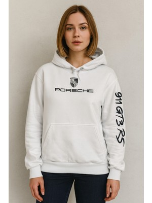 HMO Store Unisex 911 Gt3 Rs Kapüşonlu Hoodie – Beyaz Spor Tarz