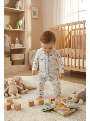 Buufuu Bebek Unisex Baskılı Oya Detaylı Uzun Kollu Mevsimlik Alt Üst Takım