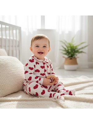 Buufuu Bebek Unisex Baskılı Oya Detaylı Uzun Kollu Mevsimlik Alt Üst Takım