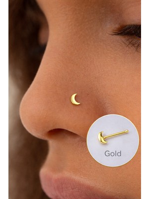 Sacce Scarves & Accessories Mini Ay 316 L Çelik Hızma Gold Renk Hilal Ay