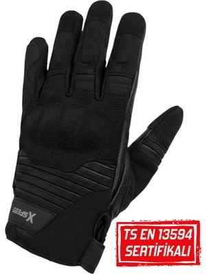 Xspeed Comfy En/ Tse 13594 Sertifikalı Yazlık Korumalı Motosiklet Eldiveni Siyah