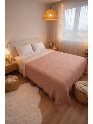 Monochrome %100 Organik Pamuk 4 Kat Müslin Çok Amaçlı Yatak Örtüsü ve Pike (240X250 Cm)