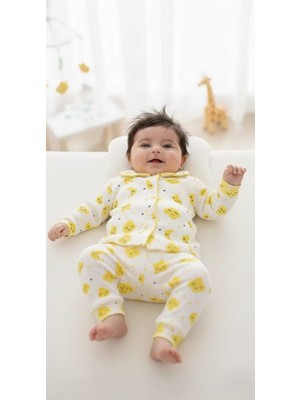 Buufuu Bebek Unisex Baskılı Oya Detaylı Uzun Kollu Mevsimlik Alt Üst Takım