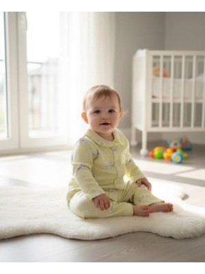 Buufuu Bebek Unisex Baskılı Oya Detaylı Uzun Kollu Mevsimlik Alt Üst Takım