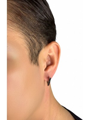 Winy Concept Geometrik Tasarım Unisex Gümüş Renk Çelik Halka Küpe