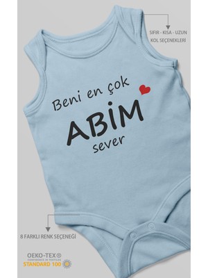 Morivo Kids Beni En Çok Abim Sever Baskılı Bebek Zıbını – Çıtçıtlı Body | %100 Pamuk Sıfır Kol