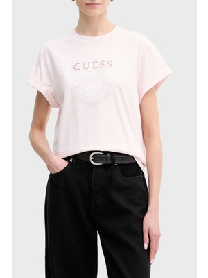Guess Jersey Pamuklu Taş Detaylı Regular Fit Bisiklet Yaka T Shirt W6RI30I3Z14 Bayan T Shirt W6RI30 I3Z14 A627