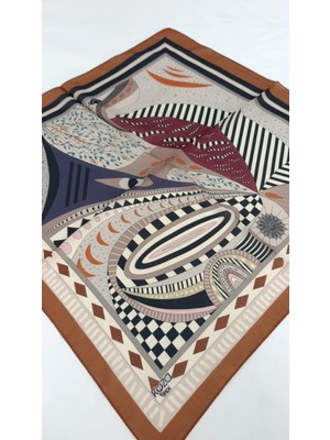 Bilmar Ipek Vual Desenli Fular Bandana Estascarf 50 x 50 cm