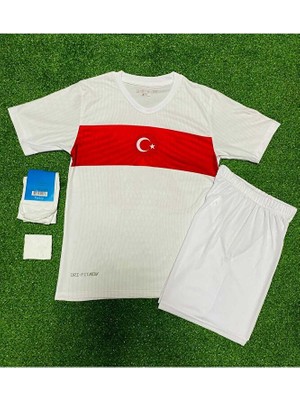 Türkiye Euro 2024 Isimsiz Beyaz Çocuk Forması 4'lü Set (White)