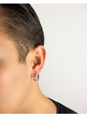 Winy Concept Kare Geometrik Tasarım Unisex Çelik Halka Küpe - 15 mm