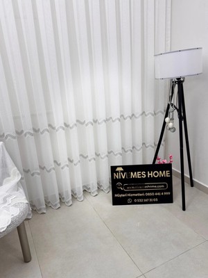 Nivemes Home Nivemeshome Perlina Gümüş  1/3  Pileli Tül Perde Apm