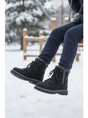 Cool Lina F Siyah Soğuğa Dirençli  Polarlı Kız Çocuk Bot