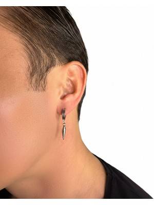 Winy Concept Çivi Figürlü Sallantılı Erkek Çelik Halka Küpe - 13 mm